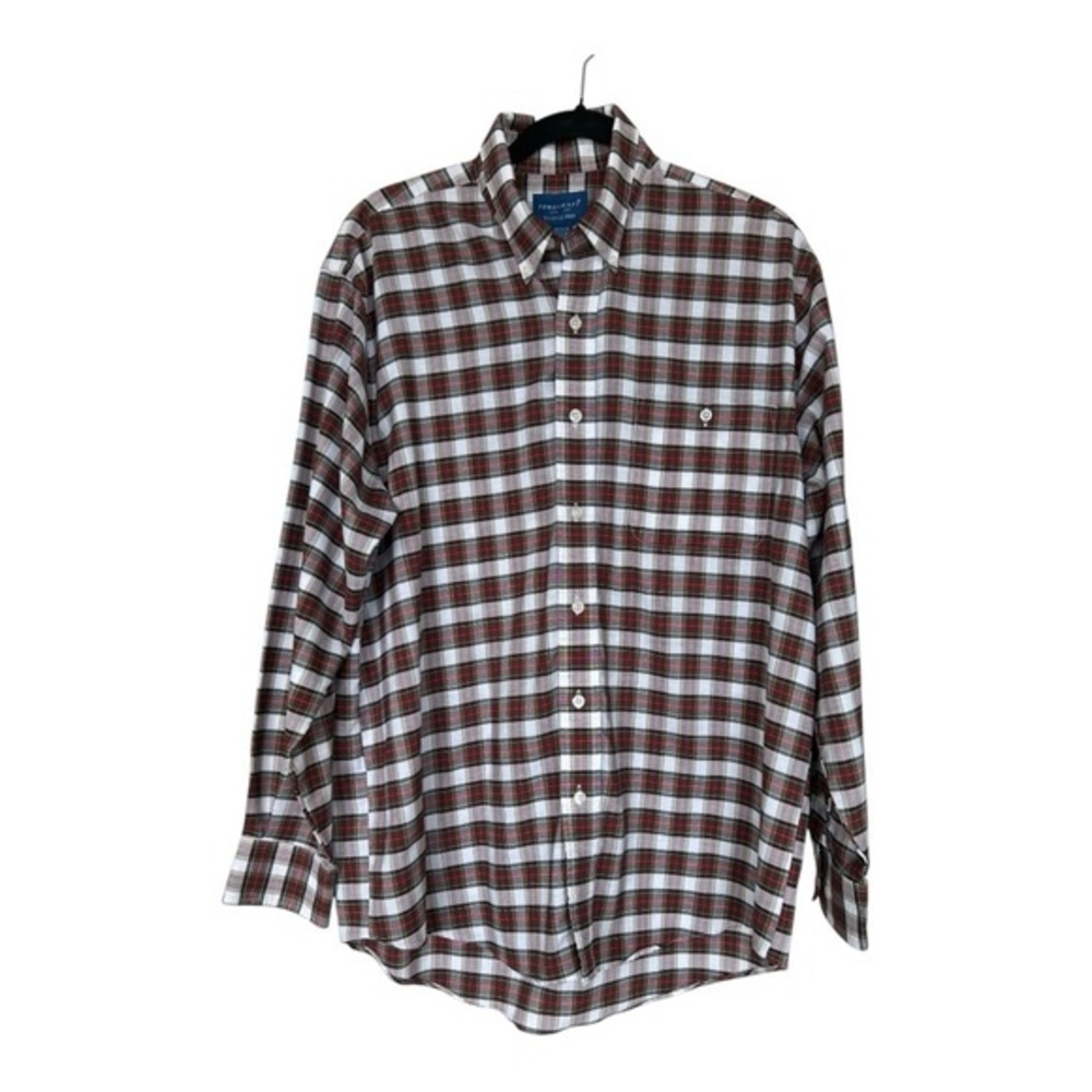 Towncraft Brown and White Casual Button Down Shirt Size M